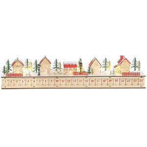 NAYSAYE Christmas Advent Calendar, Wooden 24 Drawers Lighted Village Scene for Table Mantel Reusable Countdown Holiday Gift, Beige, 32.7"*3.5"*6.7" - 1 of 4