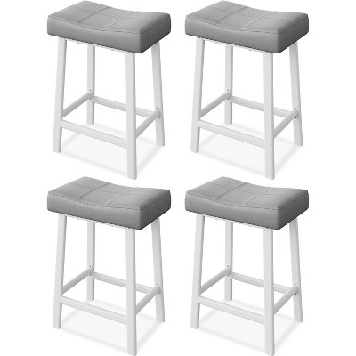Jojoka Counter Height Bar Stools Set of 2,24 Inch PU Leather Barstools with Metal Legs for Kitchen Island