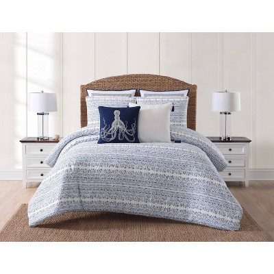 2pc Twin/Twin Extra Long Reef Comforter Set Blue/White - Oceanfront Resort