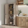 Gulches 71.75"H Freestanding 4-Door Kitchen Pantry - 4-Tier Storage, Adjustable Shelves, Painted Wood, Natural, 31.5"W x15.75"D - 2 of 4
