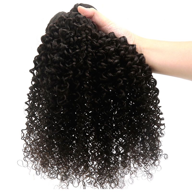 Unique Bargains 9A Brazilian Curly Human Hair Extension Natural Black 22" 1 Bundle, 3 of 5