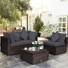 Tangkula 4PCS Rattan Patio Conversation Furniture Set Yard Outdoor w/ Grey Cushion - 2 of 4