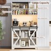 Buenhomino Farmhouse Kitchen Pantry Storage Cabinet with Doors & Outlet, Freestanding Hutch and Adjustable Shelves, Versatile Storage for Kitchen - 3 of 4