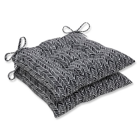 Outdoor/indoor Herringbone Black Wrought Iron Seat Cushion Set Of 2 ...