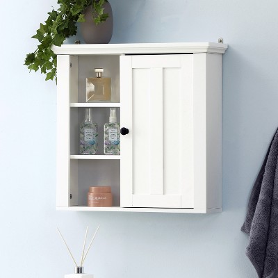 White MDF Bathroom Wall Cabinet with Adjustable Shelves