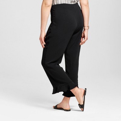 plus size ruffle hem pants