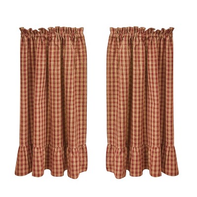 Park Designs Sturbridge Plaid Ruffle Red Tiers 72" x 36"