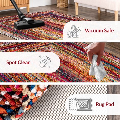 Handmade Multicolor Cotton Braided Round Area Rug