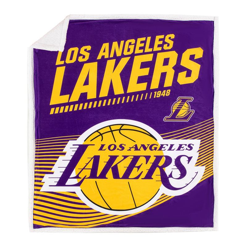 NBA Los Angeles Lakers New School Mink Faux Shearling Throw Blanket, 3 of 5