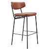 Vintage Brown Faux Leather 40.2" H Barstool Set of 2, Steel Frame by Zuo Modern - 3 of 4