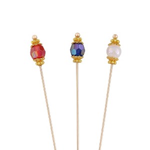 Anna-Kaci Crystal Heart Beads July 4th USA Flag  American Silvery Hat Pin Brooch Set - 1 of 4
