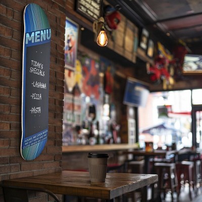 Vertical Blue and Green Skateboard Chalkboard Wall Decor