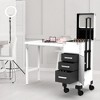 New Upgrade Rolling Manicure Table Foldable Nail Desk With 3 Drawers, Mirror & Nail Polish Organizer - White - 2 of 4