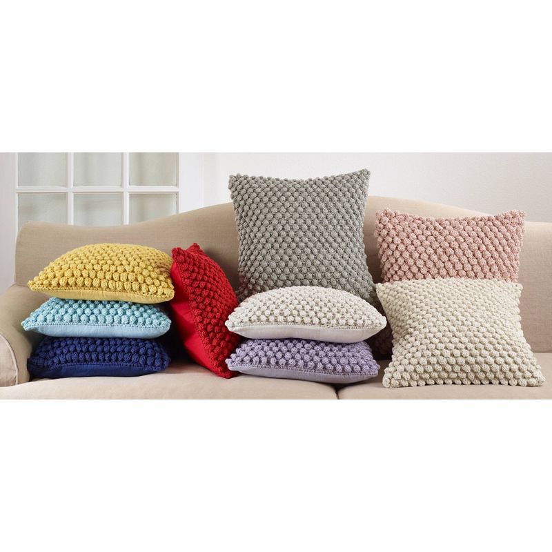 20"x20" Oversize Down Filled Crochet Pom-Pom Square Throw Pillow - Saro Lifestyle, 4 of 10