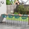 Set of 4 Outdoor Patio Barstools,Faux Wicker Bar Stools with Iron Frame,Modern Woven Bar Chairs for Garden or Balcony-Cuddlewood - 2 of 4