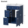 24 inch bathroom vanity storage cabinet with ceramic basin, two drawers, and one door - 4 of 4