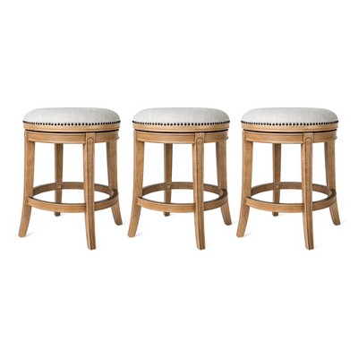 Maven Lane Alexander Rotating Backless Kitchen Stool, Set of 3