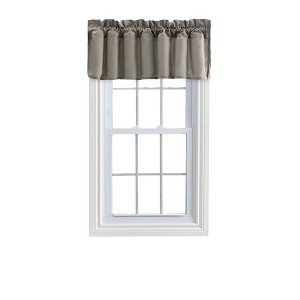 Ellis Stacey Lined 3" Rod Pocket High Quality Fabric Solid Color Window Swag Set Filler Valance 42"x13" Grey - 1 of 4