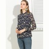 Allegra K Women's Casual Button Down Ruffle Long Sleeve Floral Print Chiffon Blouse - 4 of 4