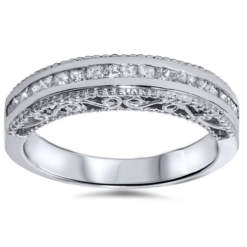 Pompeii3 1/2ct Princess Cut Vintage 14K Diamond Anniversary Ring, 1 of 5