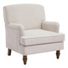 Zeus & Ruta Vintage Linen Armchair with Upholstered and Antique Solid Wood Legs, Single Accent Chair for Home - 2 of 4