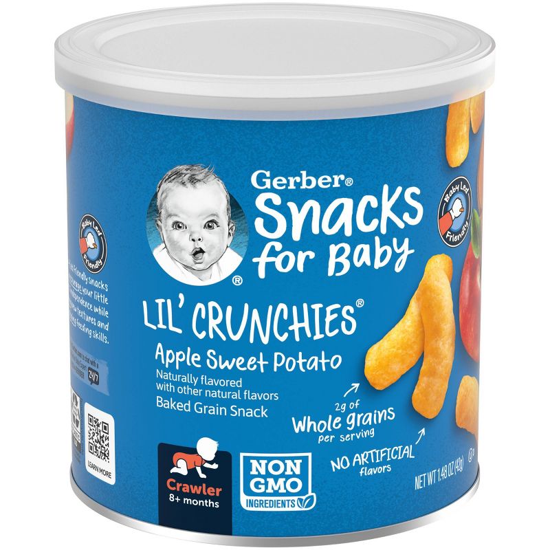 Gerber Lil' Crunchies Baked Whole Grain Corn Snack Apple and Sweet Potato - 1.48oz, 3 of 10