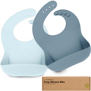 KeaBabies 2-Pack Silicone Bibs For Babies, Food Grade Silicone Baby Bibs for Eating, Feeding, Toddler Bibs, Boys, Girls - 1 of 4