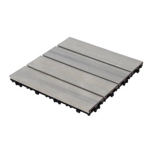 GlasFlength Carpet Tiles 11 Pack 11.8" WPC Interlocking Deck Tiles, Wood-Look Flooring for Patio Poolside Balcony Backyard, Gray, 11.8"*11.8"*0.8" - 1 of 4