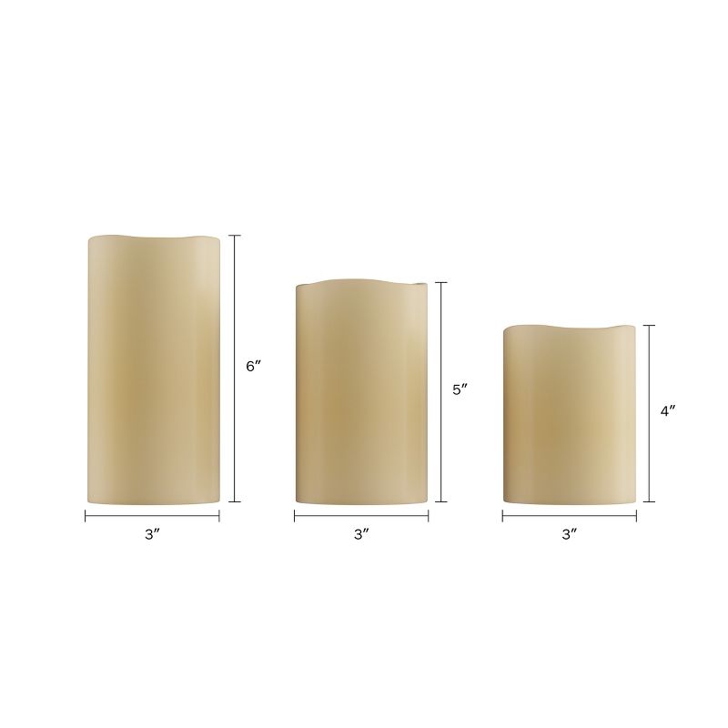 Hasting Home Set of 3 Flameless LED Pillar Candles with Remote, 3 of 9