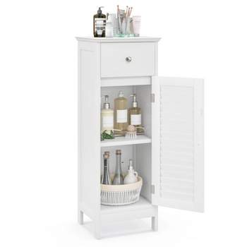 Storage Cabinet With Double Doors – Freestanding Kitchen, Laundry Room, Or  Restroom Organizer With Cupboard And Open Shelf By Lavish Home (white) :  Target
