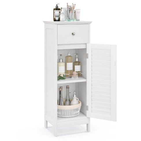 Bathroom Freestanding Wood Floor Cabinet with 2 Drawers and 1 Storage Shelf, White - ModernLuxe