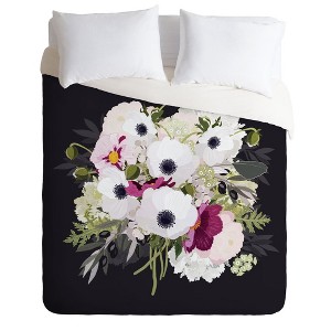 King Iveta Abolina Antoinette Floral Comforter Set Black/Pink - Deny Designs, Pink Black