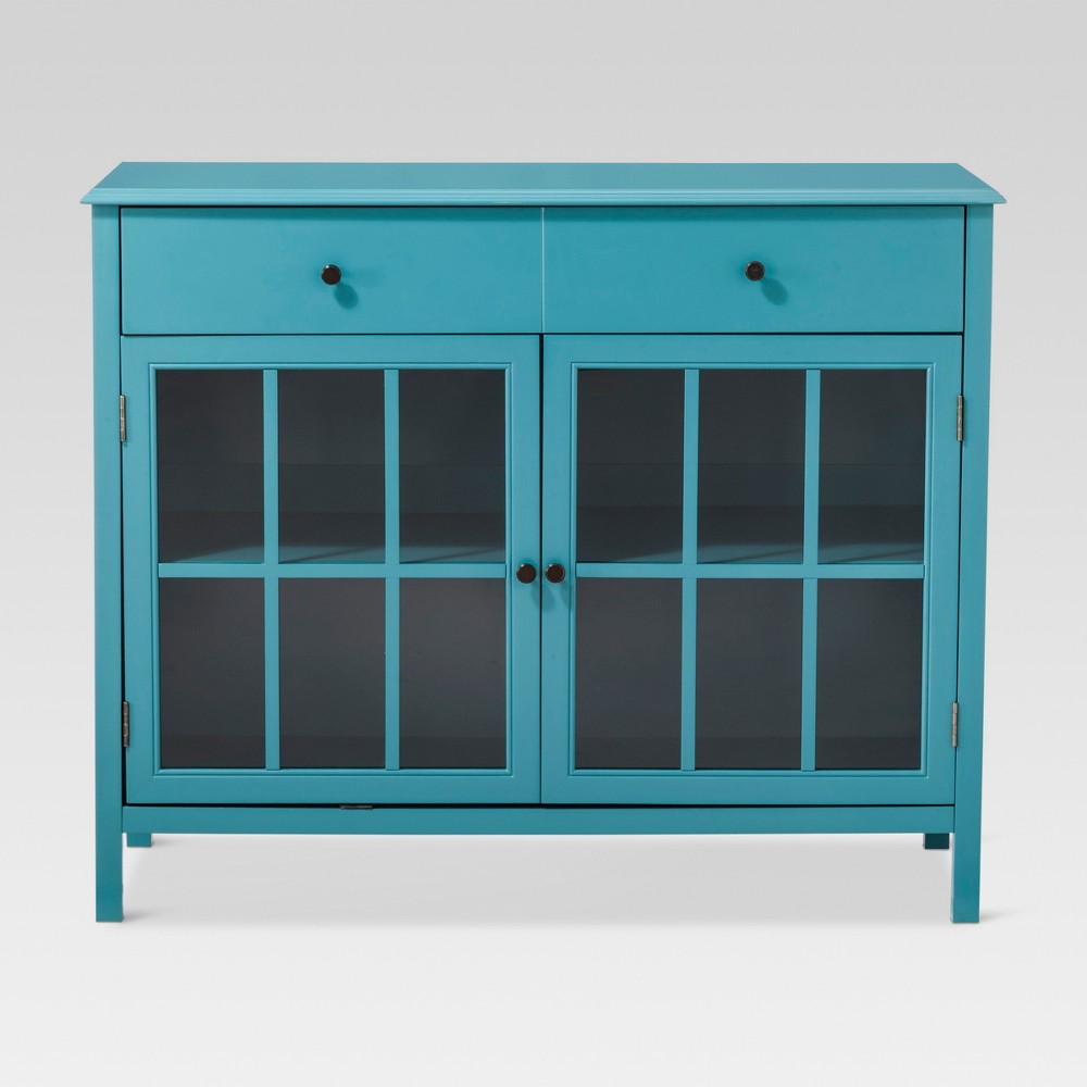 Photos - Wardrobe Windham 2 Door Accent Buffet, Cabinet with Shelves - Teal - Threshold™