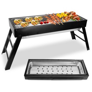 NewHome "Portable Foldable Charcoal BBQ Grill, Stainless Steel Tabletop Barbecue for Camping, Picnic, Outdoor Party" Black - 1 of 4