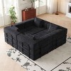 4 Seater Folding Sofa Bed for Living Room or Bedroom, Convertible Sofa with Cushions and Storage Pockets, Corduroy Fabric Sofa-Coolbibila - 3 of 4