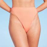 Women's Ribbed High Leg Cheeky High Waist Bikini Bottom - Wild Fable™