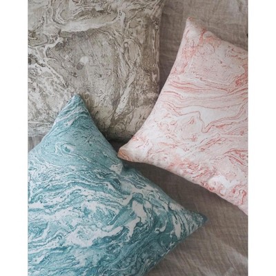 Pink Marbled Linen Down Alternative 20x20 Pillow - Anaya