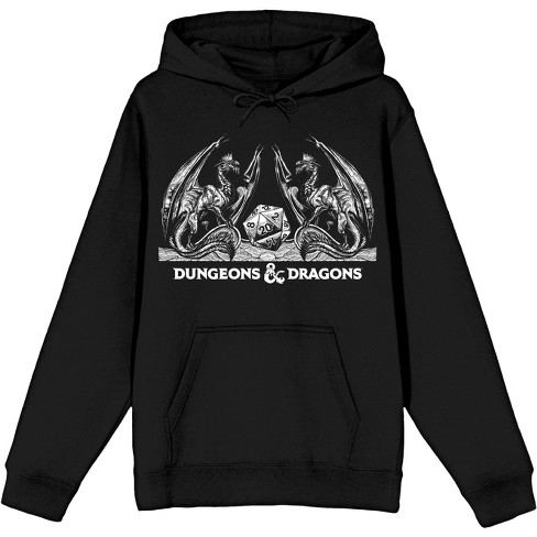 Dungeons Dragons and Dice Black Graphic Hoodie XXL