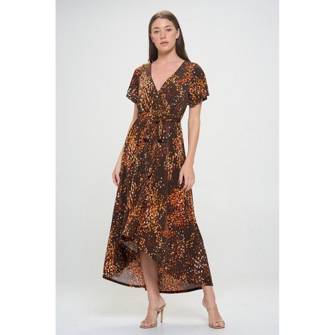 High low faux wrap dress best sale