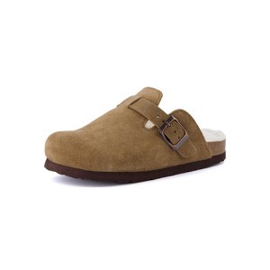 CUSHIONAIRE Kid's Hana Cork footbed clog with Genuine Leather upper, Faux Fur lining, and +Comfort - 1 of 4