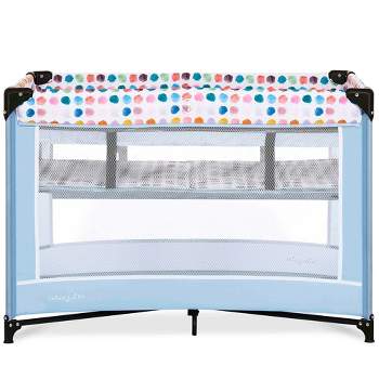 Dream On Me JPMA Certified Lilly Deluxe Play Yard With Full Bassinet, Changing Tray & Infant Napper With Canopy in Spring Grey