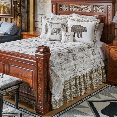 Rustic White and Beige Cotton Bear Print Standard Sham