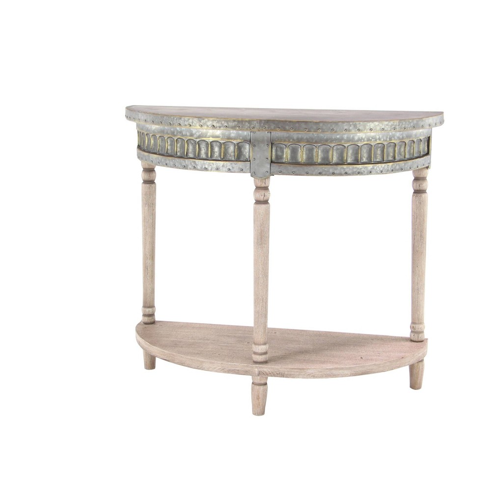 Photos - Coffee Table Traditional Half Round Side Table Beige - Olivia & May