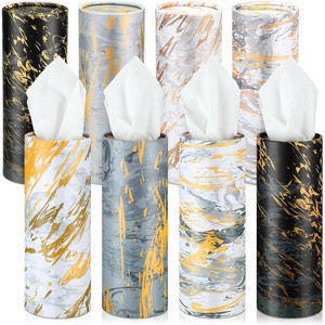 4/8/12/16 Pack Marble Print Car Tissue Holders with 3-Ply Tissues, Round Cylinder for Car Cup Holders & Home Decor - 1 of 4