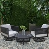 International Concepts 3pc Woven Abaca Rope Outdoor Patio Conversation Furniture Sets with Coffee Table & 2 Swivel Chairs: Aluminum Frame - 3 of 4