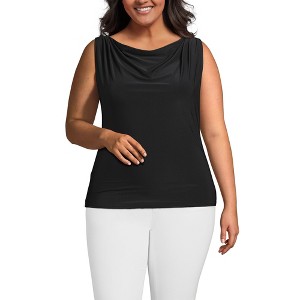 Lands' End Women's Sleeveless Silky Knit Drape Front Top - 1 of 3