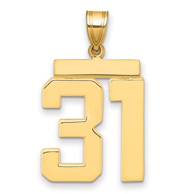 Black Bow Jewelry 14k Yellow Gold, Athletic Collection, Large Polished Number 31 Pendant