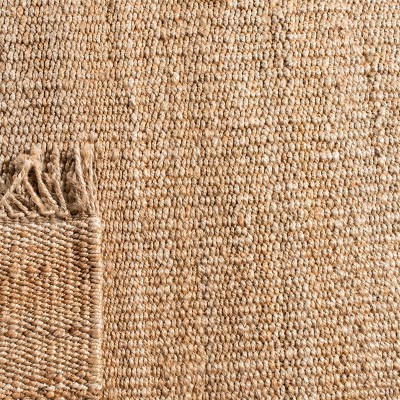 Natural Jute Handwoven Area Rug with Multicolor Accents