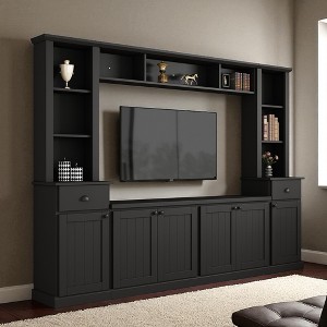 Minimalist Entertainment Wall Unit Set with Bridge for TVs Up to 75'', Large TV Stand with Cabinets, Drawers & Adjustable Shelves for Living Room - 1 of 4