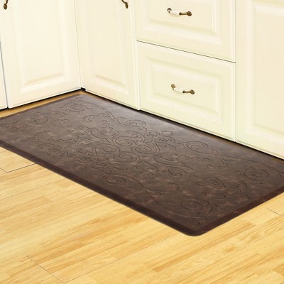 Espresso Medallion Embossed Anti-Fatigue Cushioned Kitchen Mat